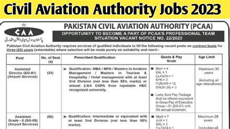 Pakistan Civil Aviation Authority PCAA Jobs 2023 Application Form