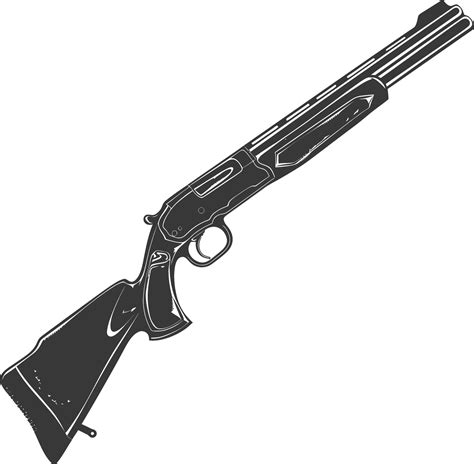 Silhouette Shotgun Gun Military Weapon Black Color Only Vector