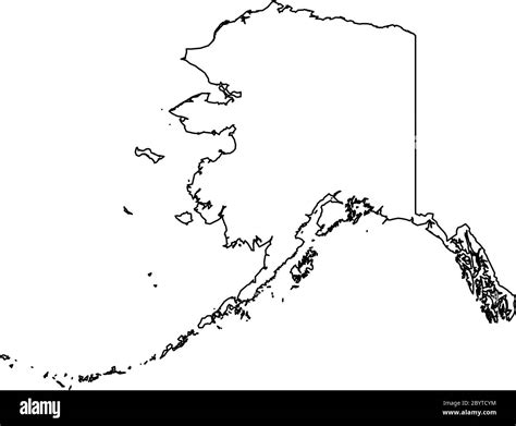 Alaska State Of USA Solid Black Outline Map Of Country Area Simple