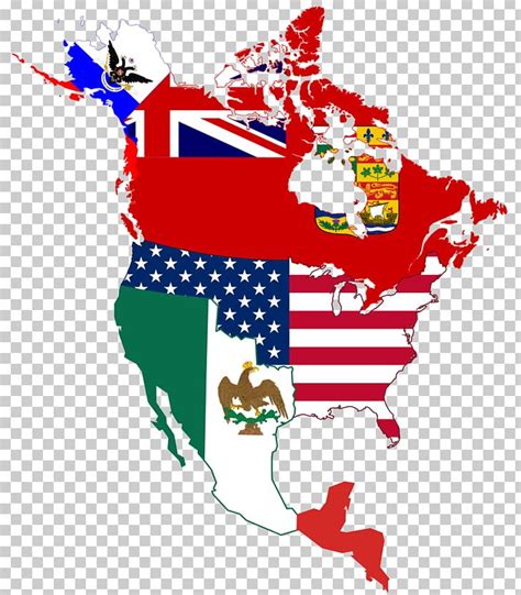 North America Map With Flags - Map