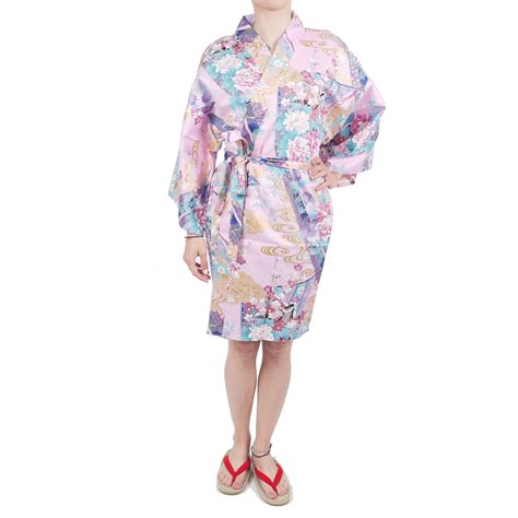 Hanten Traditionelle Japanische Kimono Rosa Satin Baumwolle Kleine