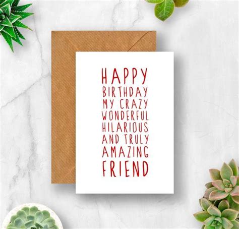 Sweet Description Happy Birthday Friend Card Card For Friend Etsy