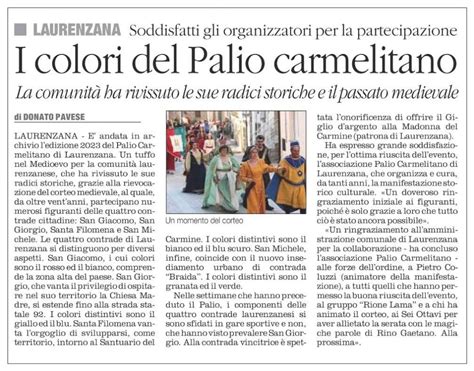 Laurenzana i colori del Palio carmelitano La comunità ha