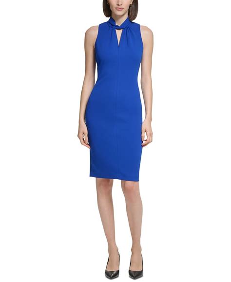 Calvin Klein Petite Mock Neck Keyhole Sheath Dress Macys