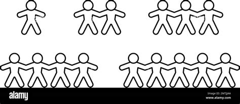 Icon set of human group Holding Hands. People cooperation or ...