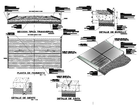 Concrete Pavement Layout Plan And Cross Section Autocad Drawing