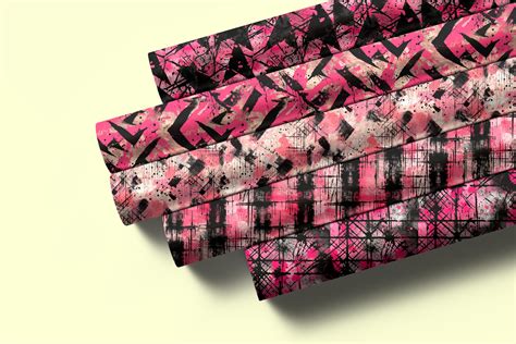 Pink And Black Grunge Patterns Seamless Digital Paper Pack Scrapbooking