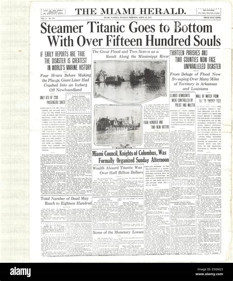 Titanic Sinking Newspaper Hi Res Stock Photography And Images Alamy