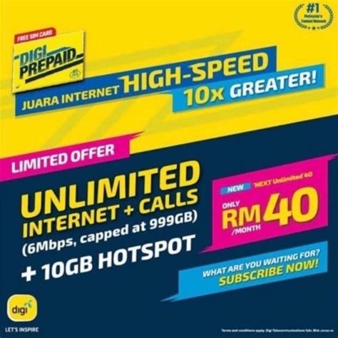 FREE 1st Month SimKad Digi 5G Prepaid 39 Unlimited High Speed