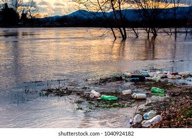 Plastic Garbage River Pollution Environment Concept Stock Photo