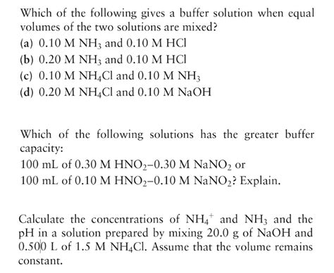 Solved A Which Of The Following Gives A Buffer Solution When