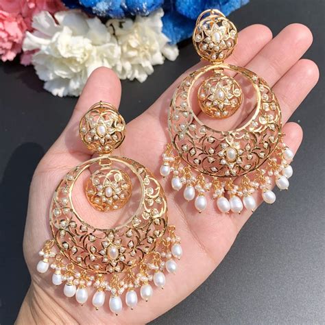 Gold Plated Earrings Online Real Pearls 925 Silver