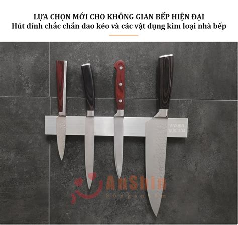 Thanh nam châm treo dao kéo dụng cụ AnShin hộp bọc Inox 304 nguyên