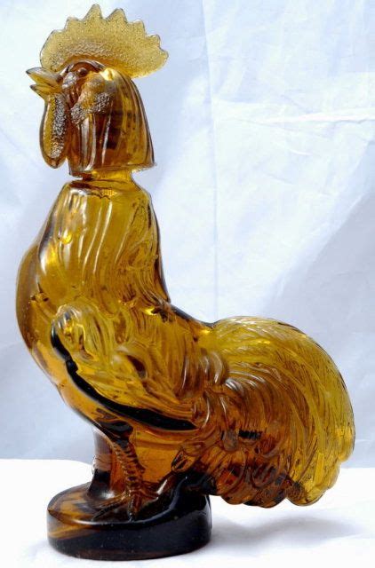 Amber Rooster Bottle Decanter Jeffery Snyder Pat Pend Amber Glass Rooster Carnival Glass