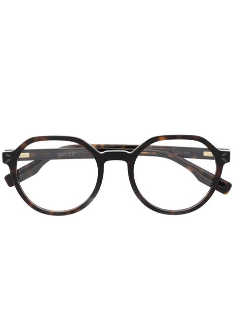 Mcq Tortoiseshell Effect Round Frame Glasses Farfetch