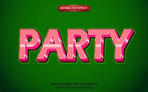 Party 3d Stil Bearbeitbare Text Effekt Vorlage Premium Vektor