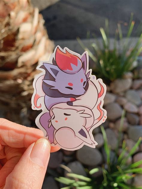 Pokemon Stickers Matted Vinyl Hisuian Zorua Sticker Laptop Etsy