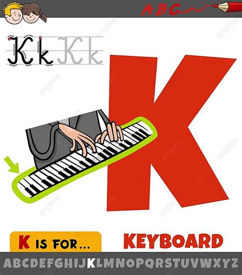 Letter K From Alphabet With Keyboard Word Word Children Template Vector