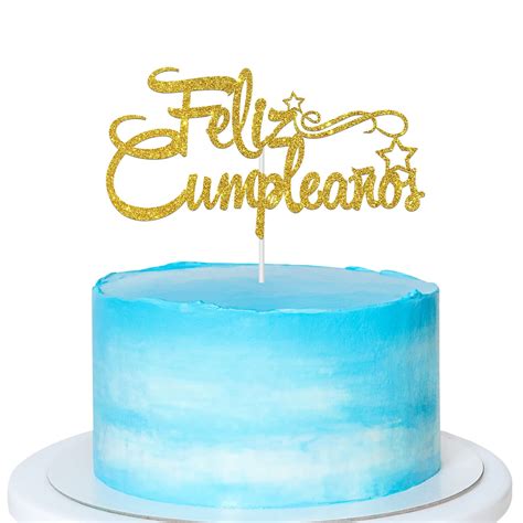 Gold Glitter Feliz Cumpleaos Cake Topper Spanish Happy Birthday