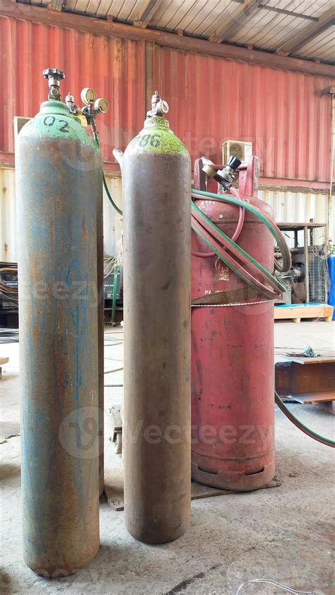 Oxygen And Acetylene Used For Carbide Welding 14537602 Stock Photo At