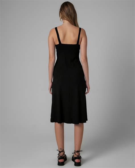 Riachuelo Vestido Midi Canelado Preto Pool By Riachuelo