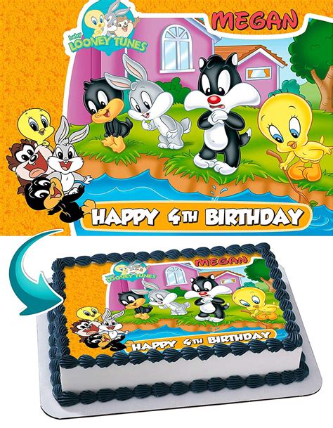 Baby Looney Tunes Edible Cake Image Topper Personalized Birthday Party