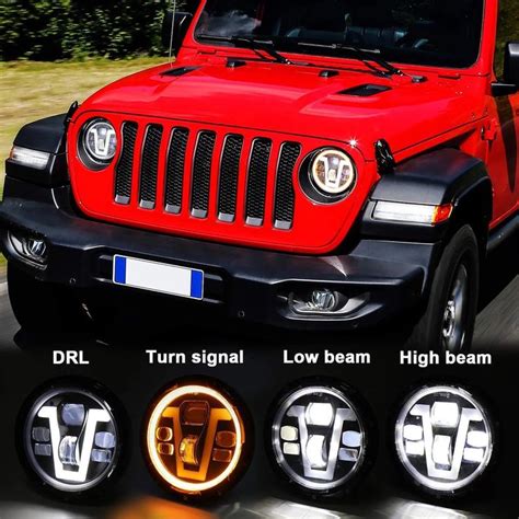 X Inch Round W Led Halo Angel Eyes Headlight For Jeep Wrangler