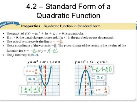 4 2 Standard Form of a Quadratic Function