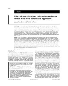 Effect Of Operational Sex Ratio On Femalefemale Versus Malemale