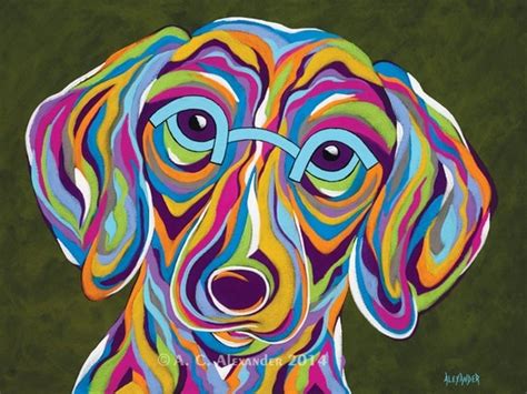 Dachshund Abstract Dog Art Print By Angela Alexander Title