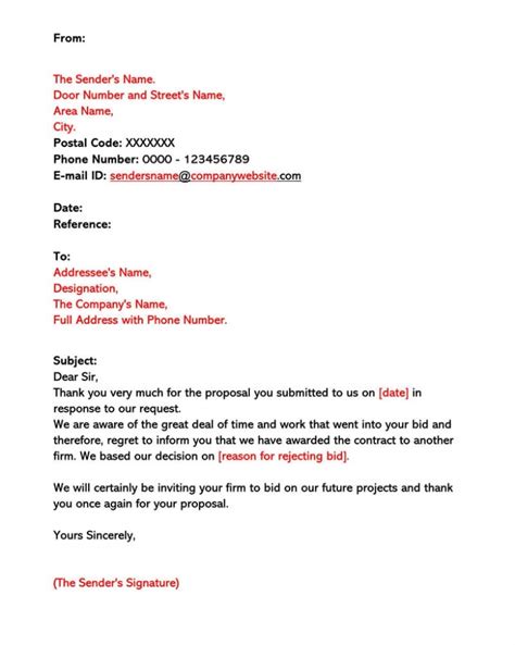 Proposal Rejection Letter Template PARAHYENA