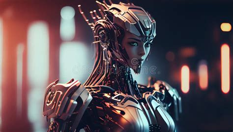 Female Android Robot Ai Generated Stock Illustration Illustration Of