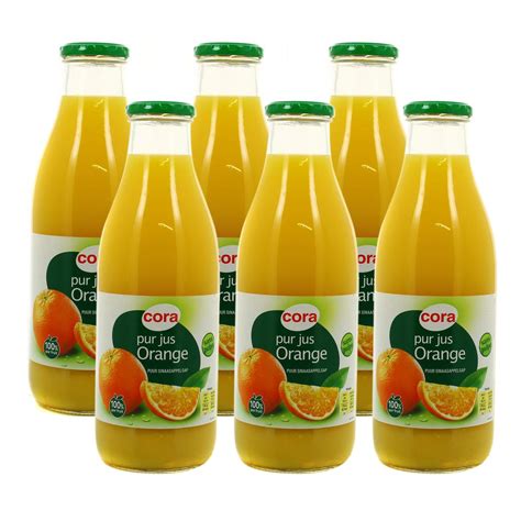 Promotion Cora Pur Jus Dorange Lot De 6 Bouteilles En Verre De 1l