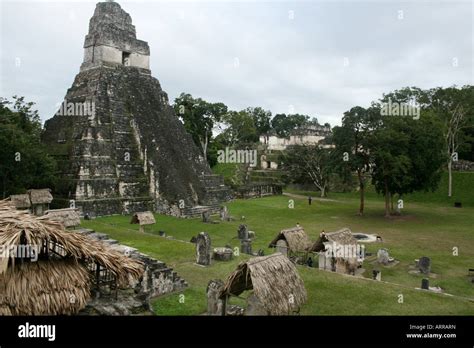 View of Maya Pyramid in Tikal Stock Photo - Alamy