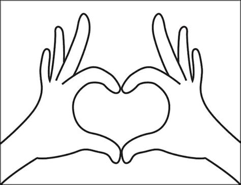 Easy How to Draw Two Hands Making a Heart Tutorial and Coloring Page