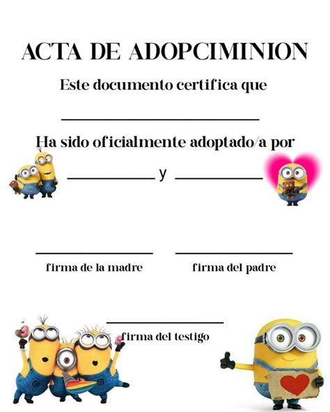 Acta De Adopciminion En Textos Divertidos Frases Bonitas Cosas