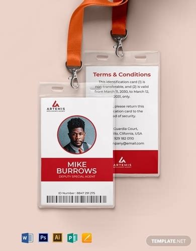 Agent Id Card 10 Examples Illustrator Word Pages Photoshop