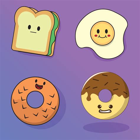 Vector cute food icon pack set 4 8673710 Vector Art at Vecteezy