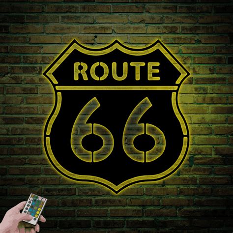 Route 66 Sign Led Lights, Route 66 Metal Sign, Route 66 Wall Art, Route ...