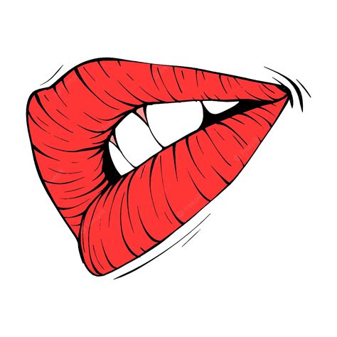 Premium Vector Red Female Lips Sketch Vector Illustration Line Art