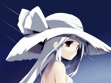 Gray haired woman in white sun hat anime character HD wallpaper ...