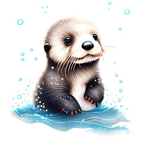 Snowy Baby Giant Sea Otter Graphic · Creative Fabrica