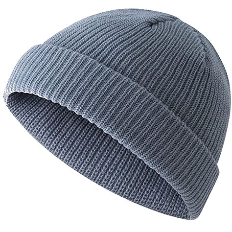 Beanie Hats For Men Women Knit Cuffed Cap Autumn Winter Solid Color