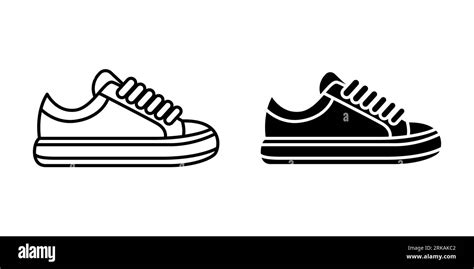 Flat Vector Silhouette Shoes Or Sneakers Icon Set Isolated Footwear