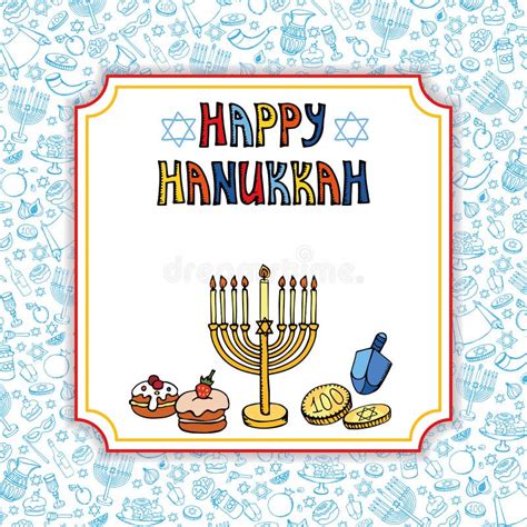 Hanukkah Greeting Card Israel Symbols In David Stock Vector