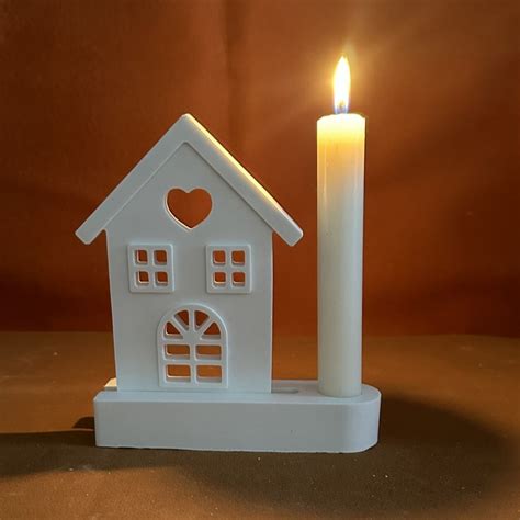 Temacd House Candle Holder Silicone Mold With Base Diy Homemade Love