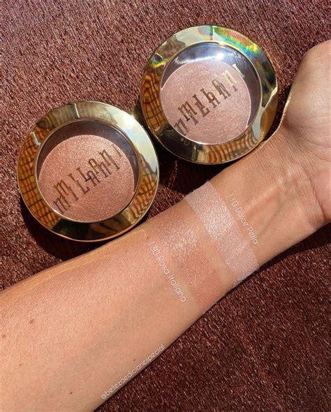 Milani Baked Highlighter Swatches Maquillaje Perlas Iluminador