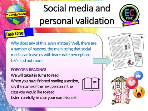 Social Media And Validation Mental Health Pshe Lesson Ec Publishing