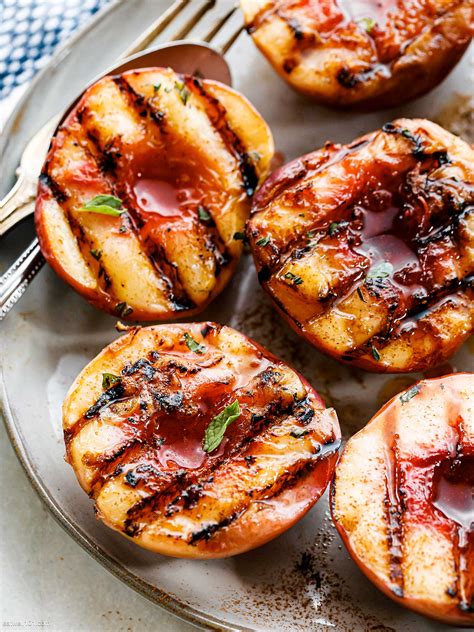 Grilled Peaches Recipe With Vanilla Maple Glaze How To Grill Peaches