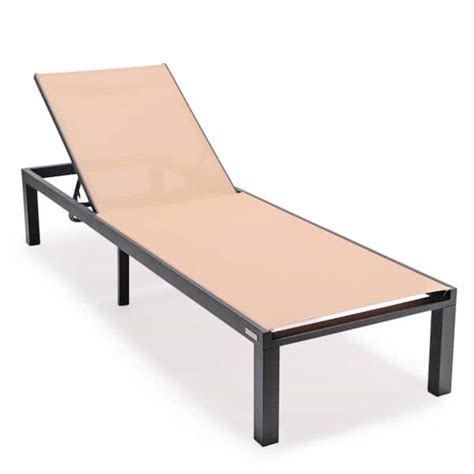 Leisuremod Marlin Modern Black Aluminum Outdoor Patio Chaise Lounge